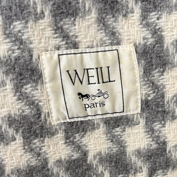 VNT WEILL PARIS HOUNDSTOOTH 100% WOOL COAT GRAY DOLMAN SLEEVE CHIC LARGE/XL - Picture 7 of 11